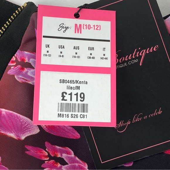 Celeb Boutique Kenta - Lilac Cut-Out Bodycon Graphic Print Dress Size M (6-8) - Picture 10 of 10